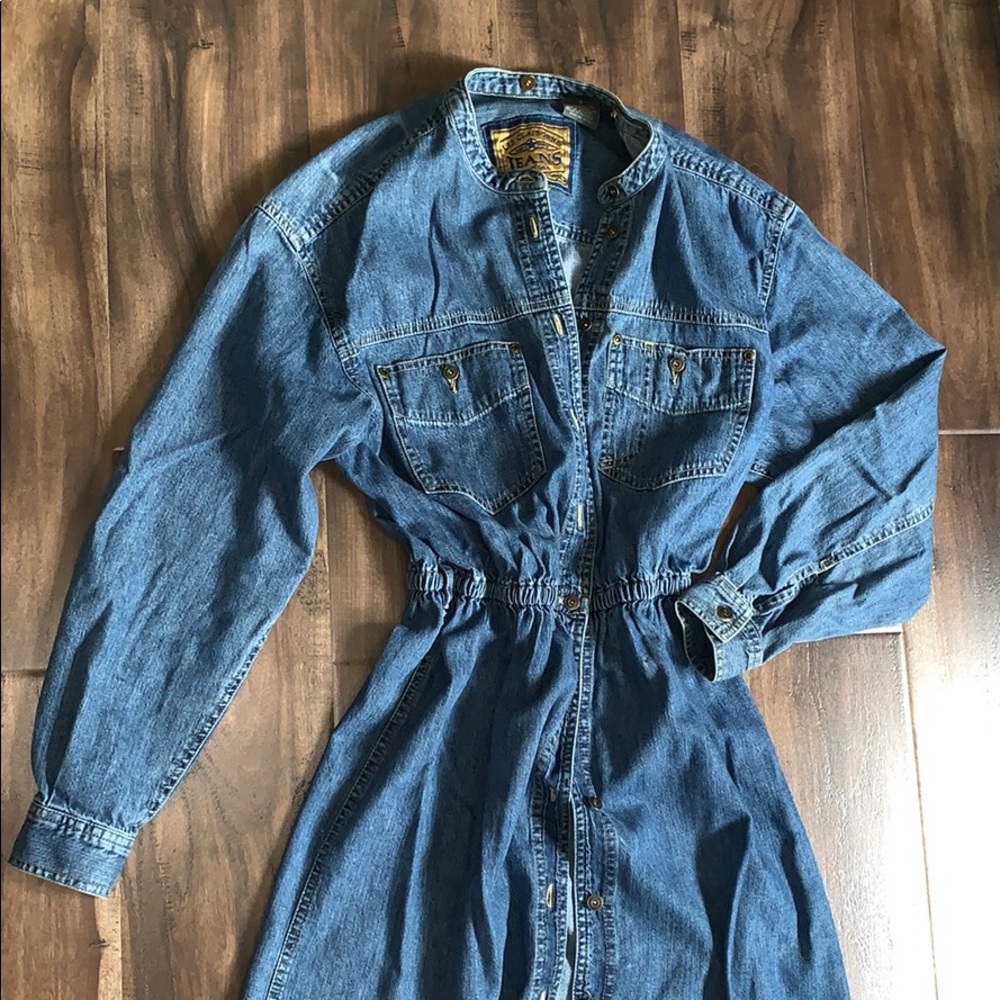 😍90s Vintage Denim Shirt Dress 😍 - Picture 4 of 7